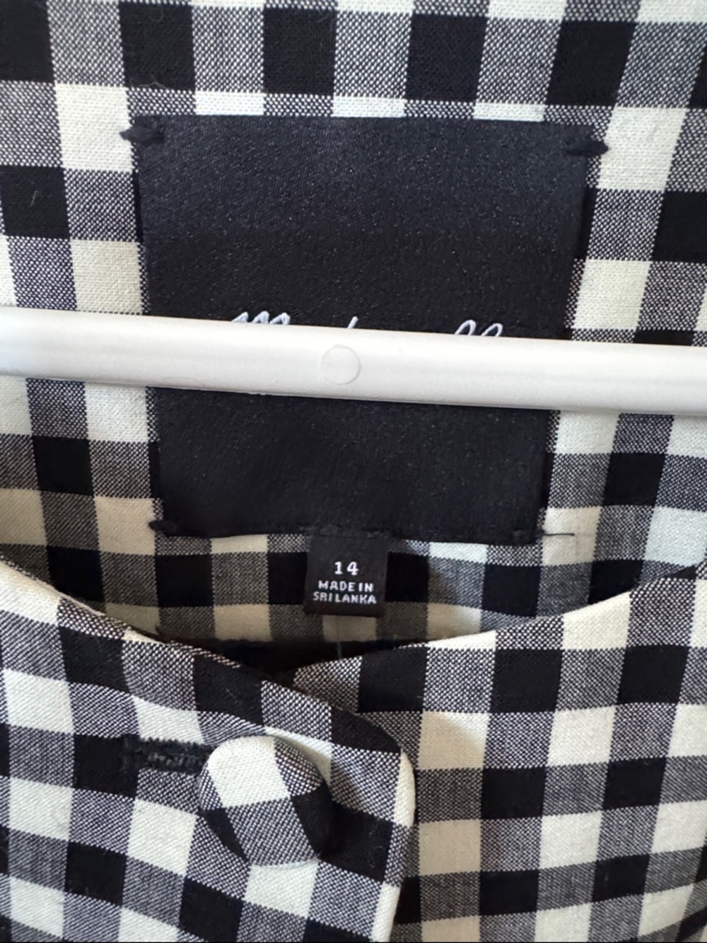 Madewell Black and White Gingham Button Front Sleeveless Top - Picture 2 of 4